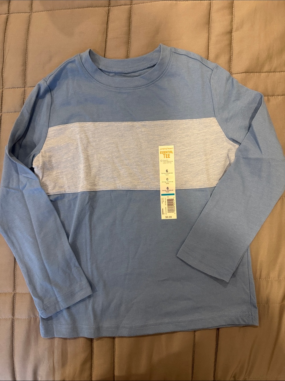 jumping beans Light Blue & Light Gray Long Sleeve Colorblock Tee